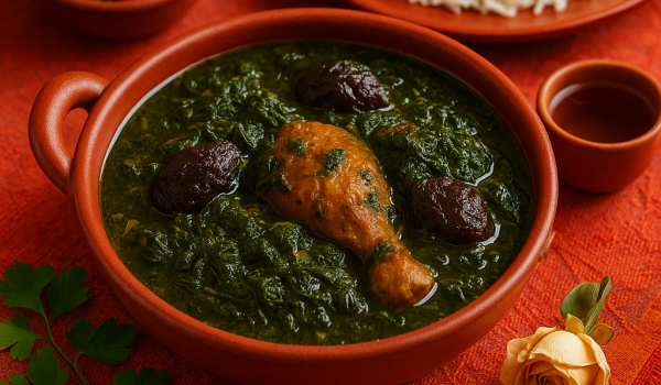 عکس خورش الو اسفناج